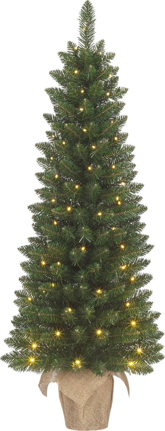 Black Box kunstkerstboom Gerlos op jute voet met 30 lampjes warm wit D 36 H 75 cm