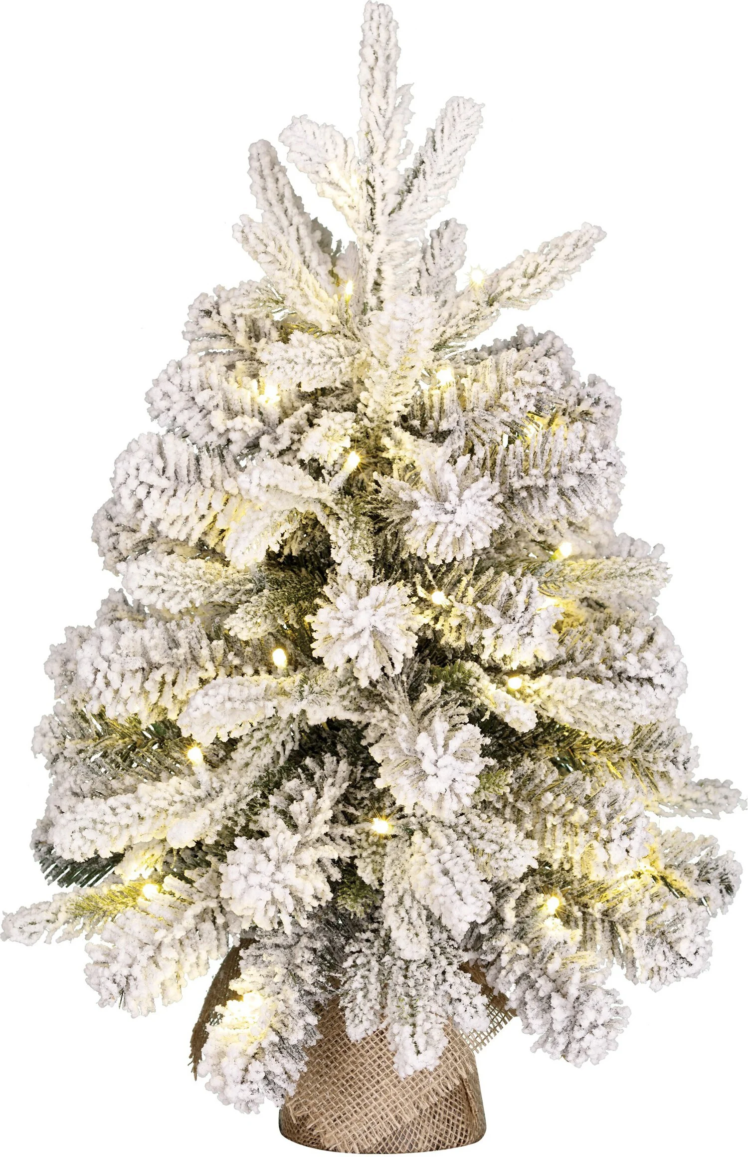 Black Box mini kunstkerstboom Grimshaw besneeuwd op jute voet met 40 lampjes warm wit D 45 H 60 cm