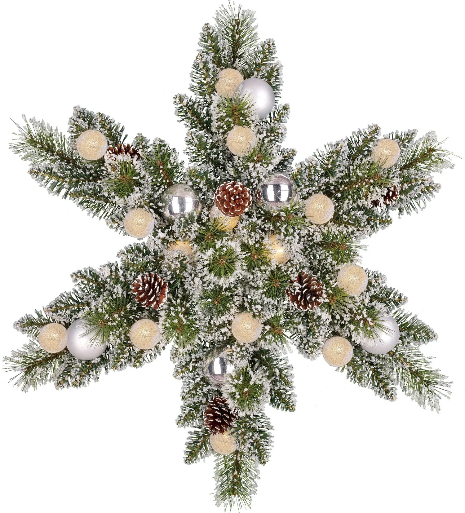 Black Box kerstster Kaprun besneeuwd ster bollen goud met verlichting D 60 H 15 cm