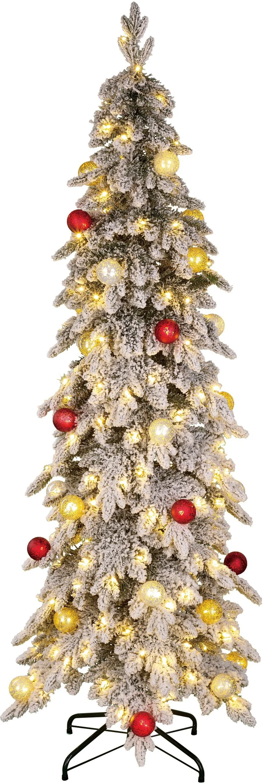 Black Box kunstkerstboom Templeton besneeuwd kerstballen met 200 lampjes warm wit D 88 H 180 cm