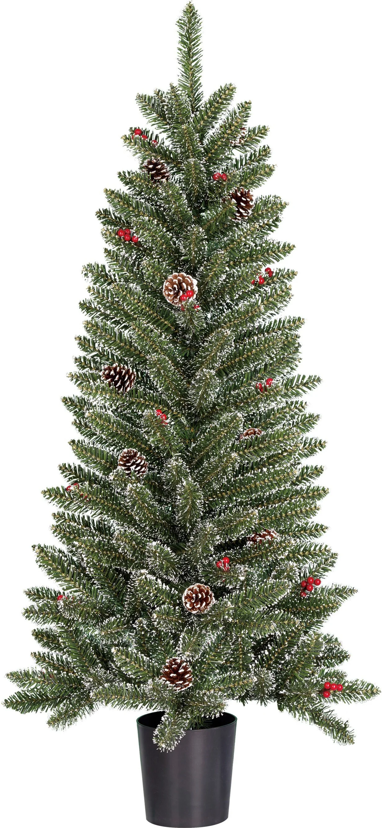 Black Box kunstkerstboom Creston besneeuwd dennenappels in pot D 60 H 120 cm