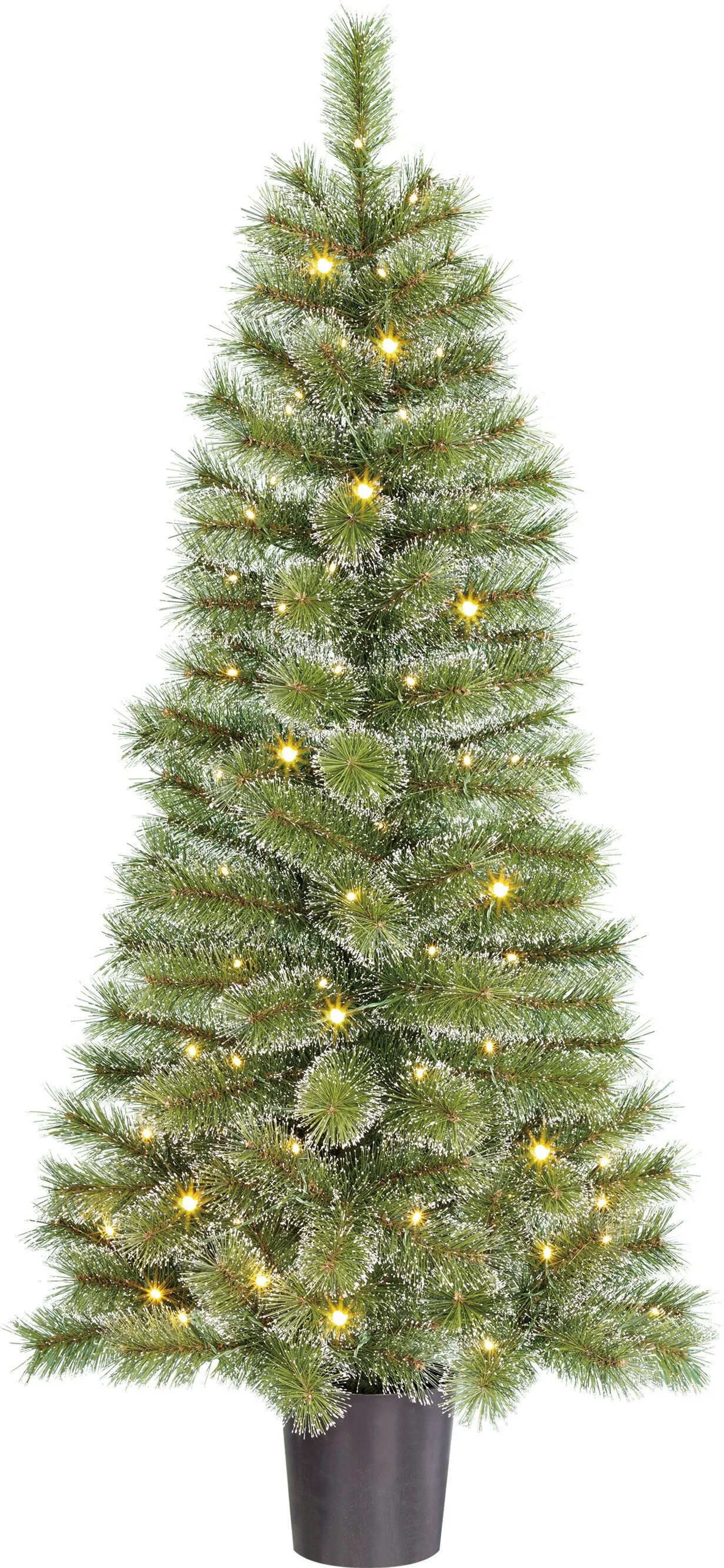 Black Box kunstkerstboom Glendon besneeuwd met 60 lampjes warm wit D 60 H 120 cm