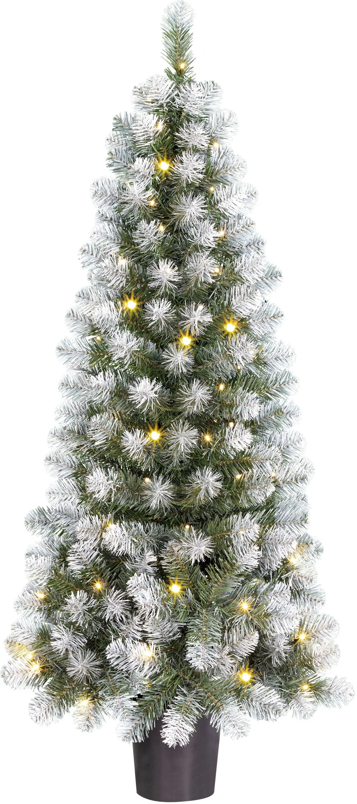 Black Box kunstkerstboom Norton besneeuwd met 60 lampjes warm wit D 60 H 120 cm