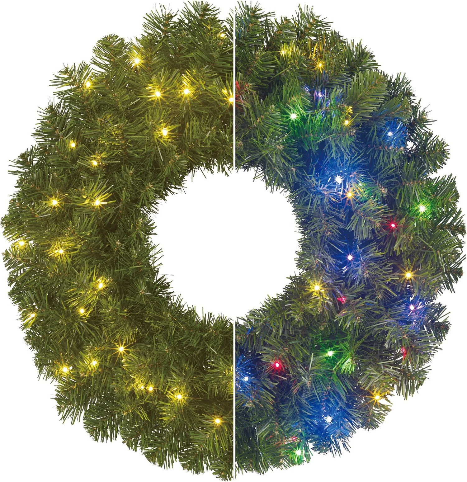 Black Box kerstkrans Limber met 50 lampjes gekleurd D 60 H 15 cm