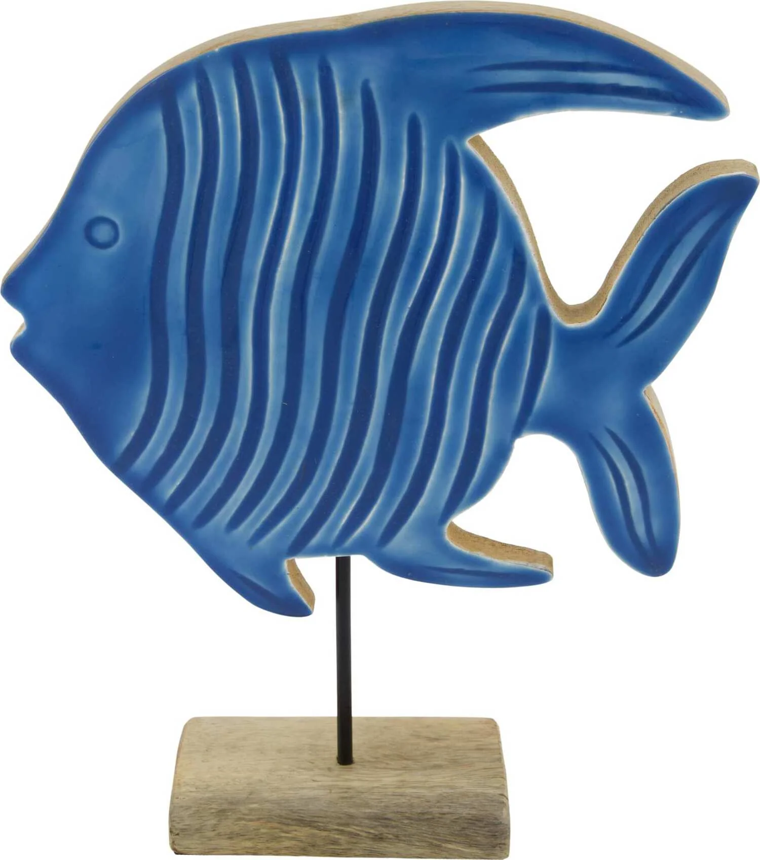 Beeld met voet vis blauw 21 x 6 x 25 cm