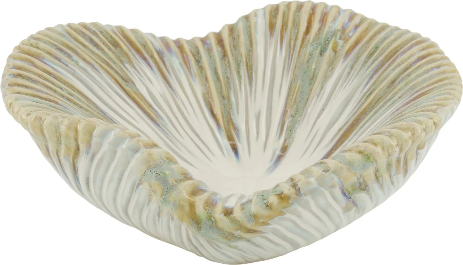 Dijk Natural Collections decoratieschaal wit / beige H 10 D 26 cm