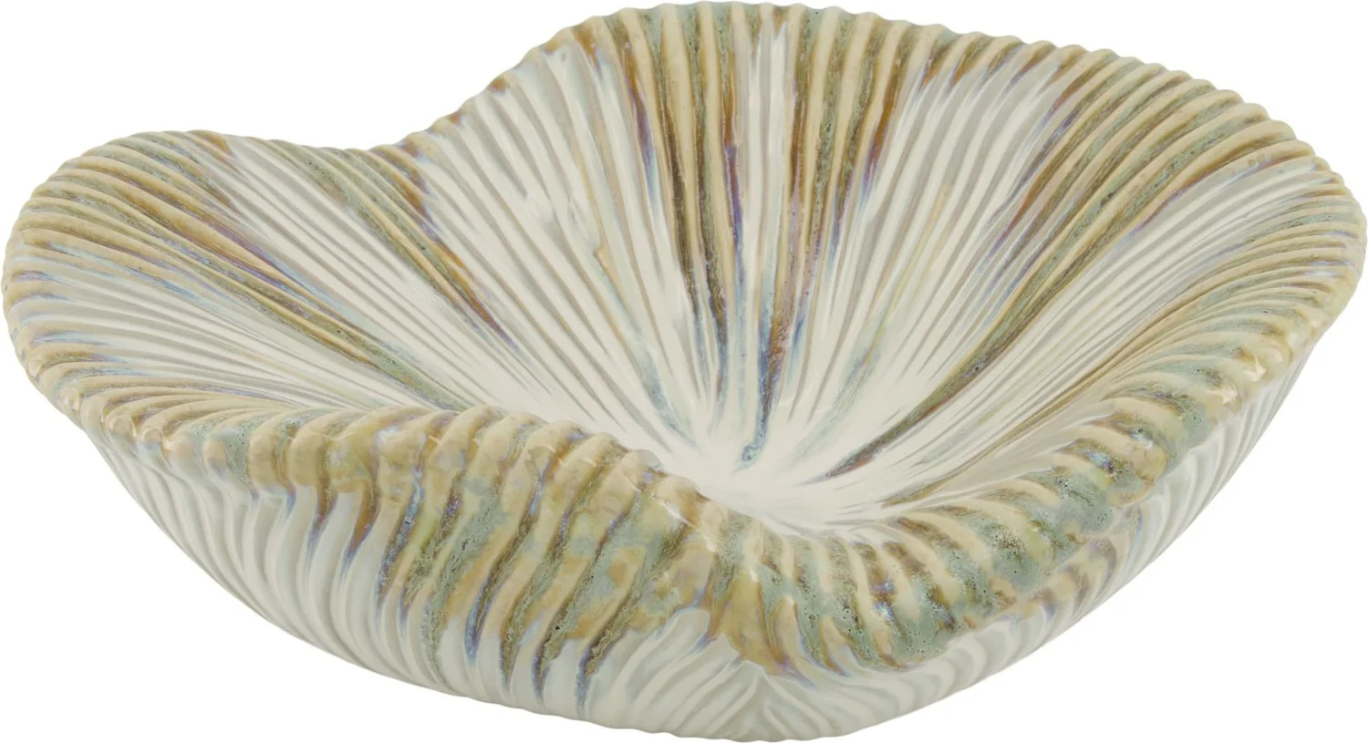 Dijk Natural Collections decoratieschaal wit / beige H 13 D 36 cm