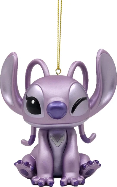 Disney kerst ornament Lilo & Stitch angel metallic paars 8,5 x 5,5 x 9 cm