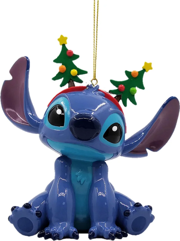 Disney kerst ornament Lilo & Stitch stitch zittend blauw 8,5 x 4,5 x 9 cm