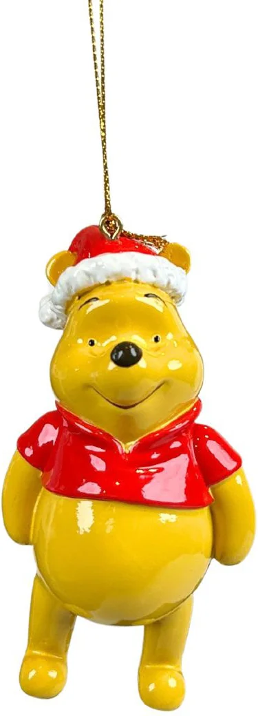 Disney kerst ornament Winnie de Poeh kerstmuts geel / rood 5,5 x 4 x 10 cm