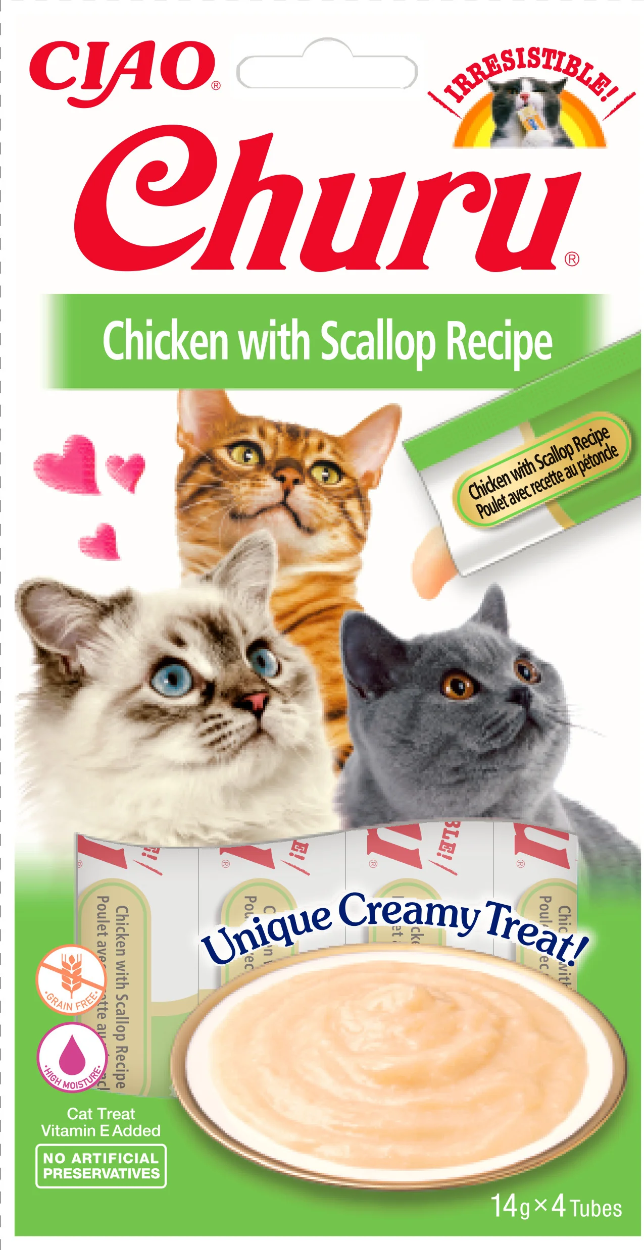 Ciao kattensnack Churu Puree kip met sint-jakobsschelp 14 g 4 stuks