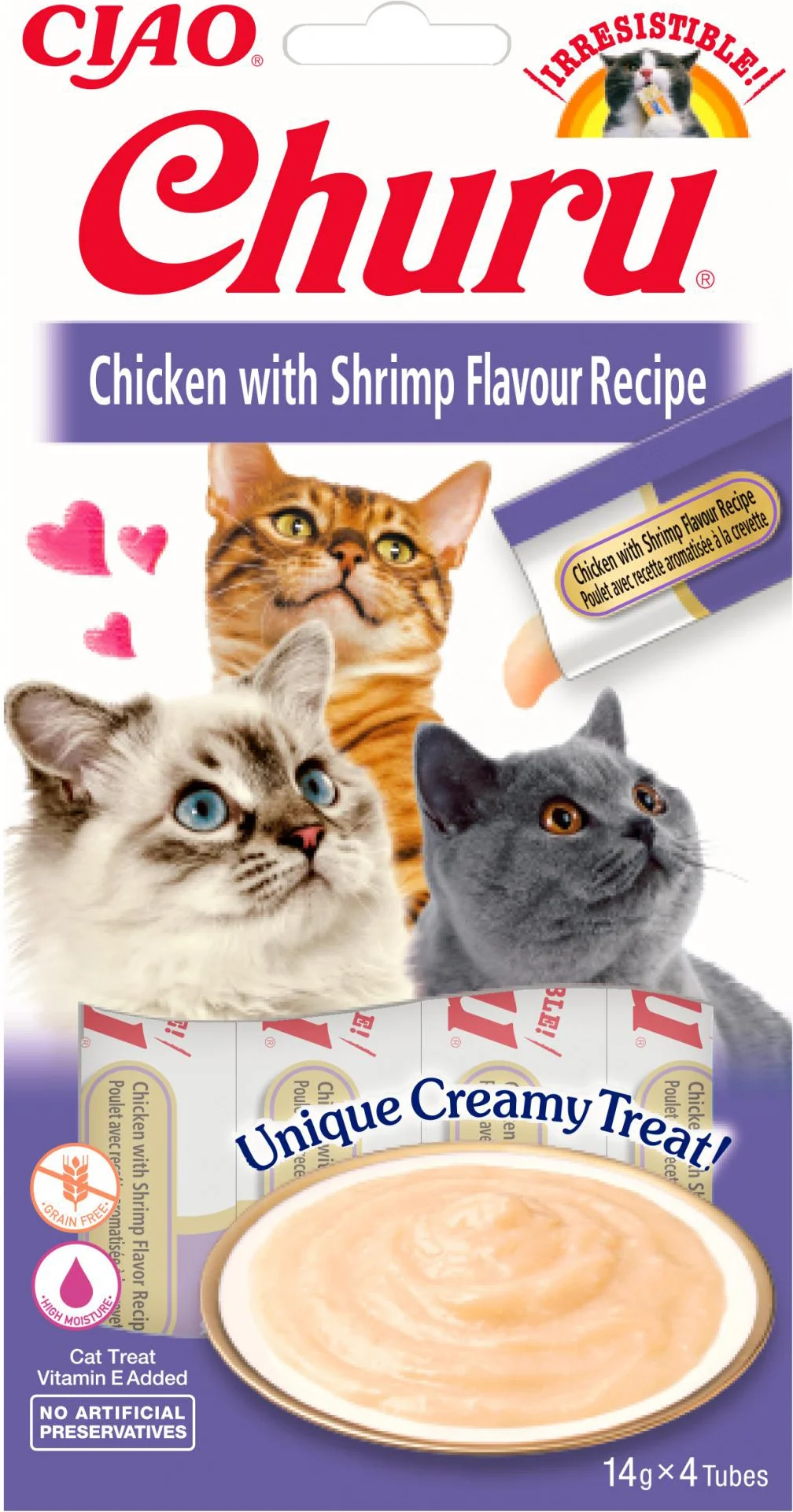 Ciao kattensnack Churu kip met garnaal 14 g 4 stuks