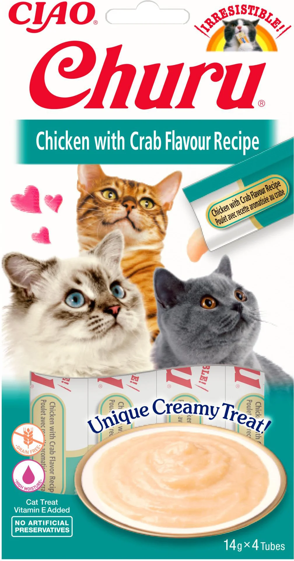 Ciao kattensnack Churu kip met krab 14 g 4 stuks