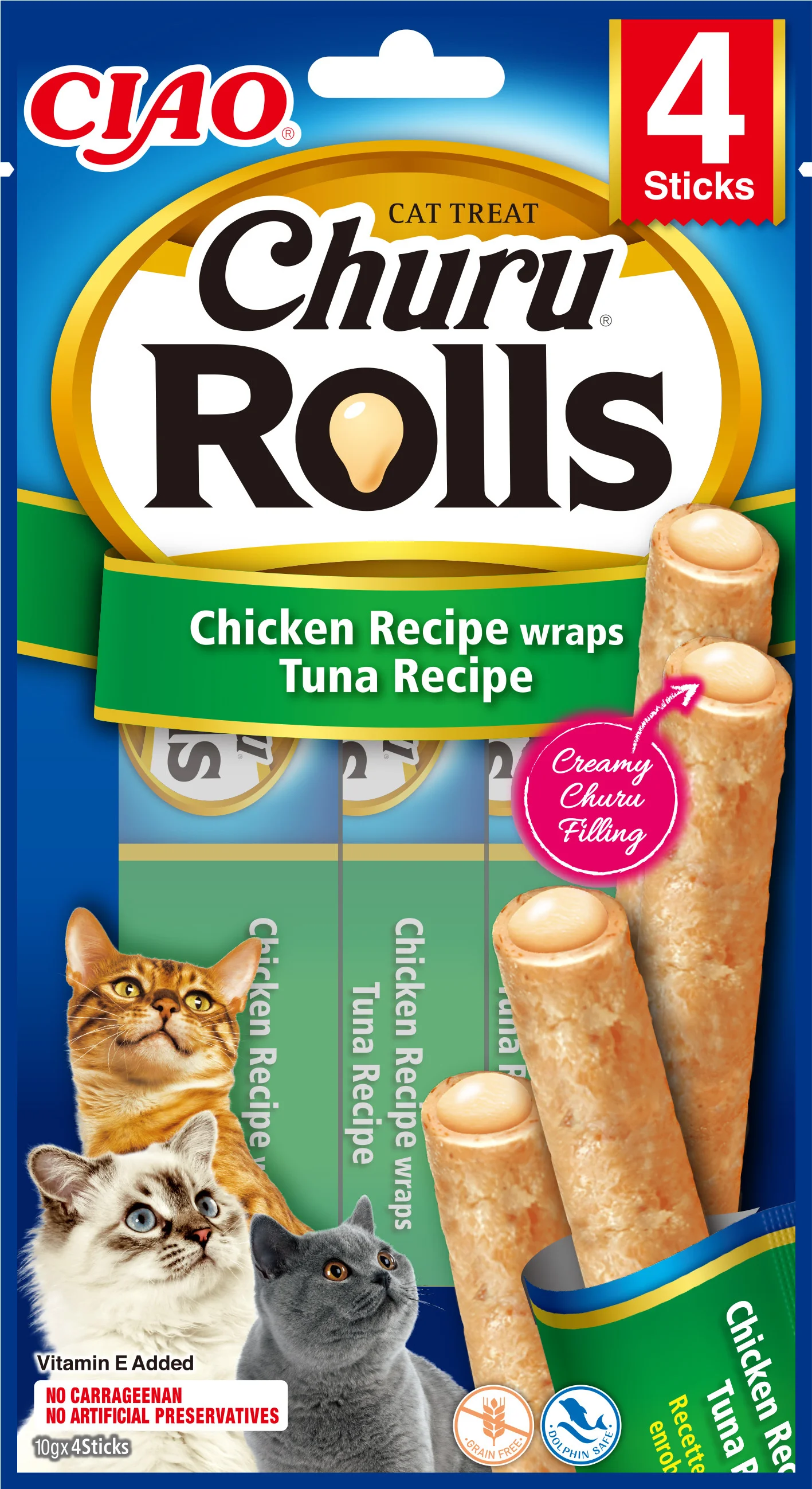 Ciao kattensnack Churu Rolls kip met tonijn 10 g 4 stuks