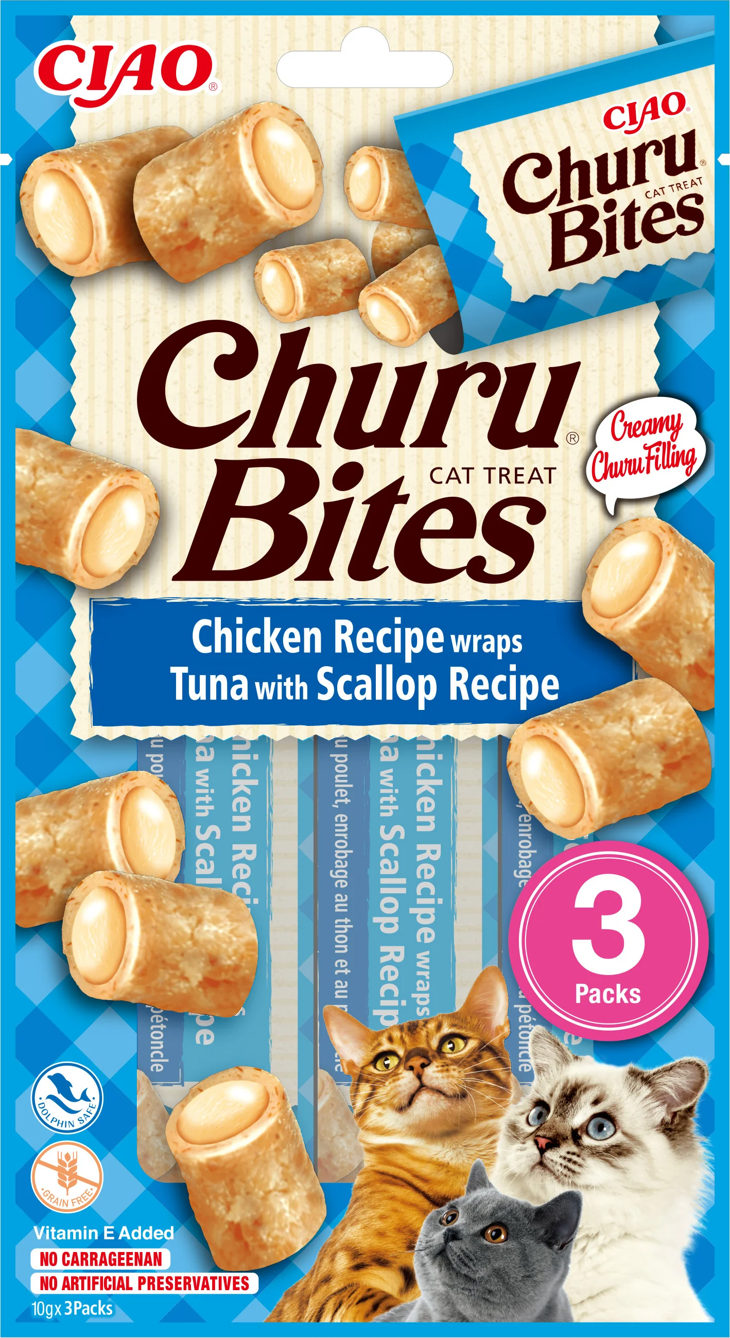 Ciao kattensnack Churu Bites kip met tonijn en sint-jakobsschelp 10 g 3 stuks