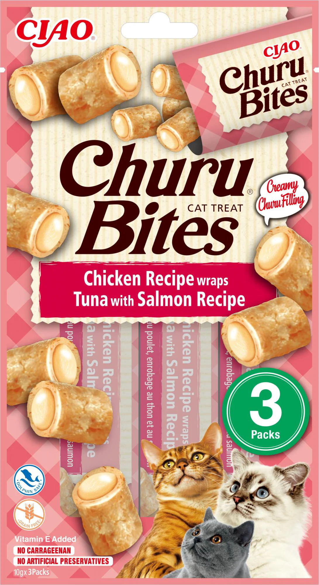 Ciao kattensnack Churu Bites kip met tonijn en zalm 10 g 3 stuks