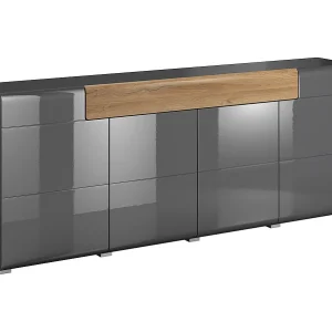 Dressoir Jules grijs en hout 4-deurs 1-lades Dressoir Jules grijs en hout 4-deurs 1-lades