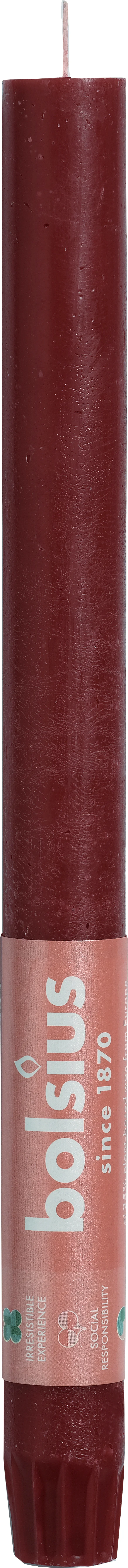 Bolsius dinerkaars Rustiek donker rood D 2,3 H 27 cm
