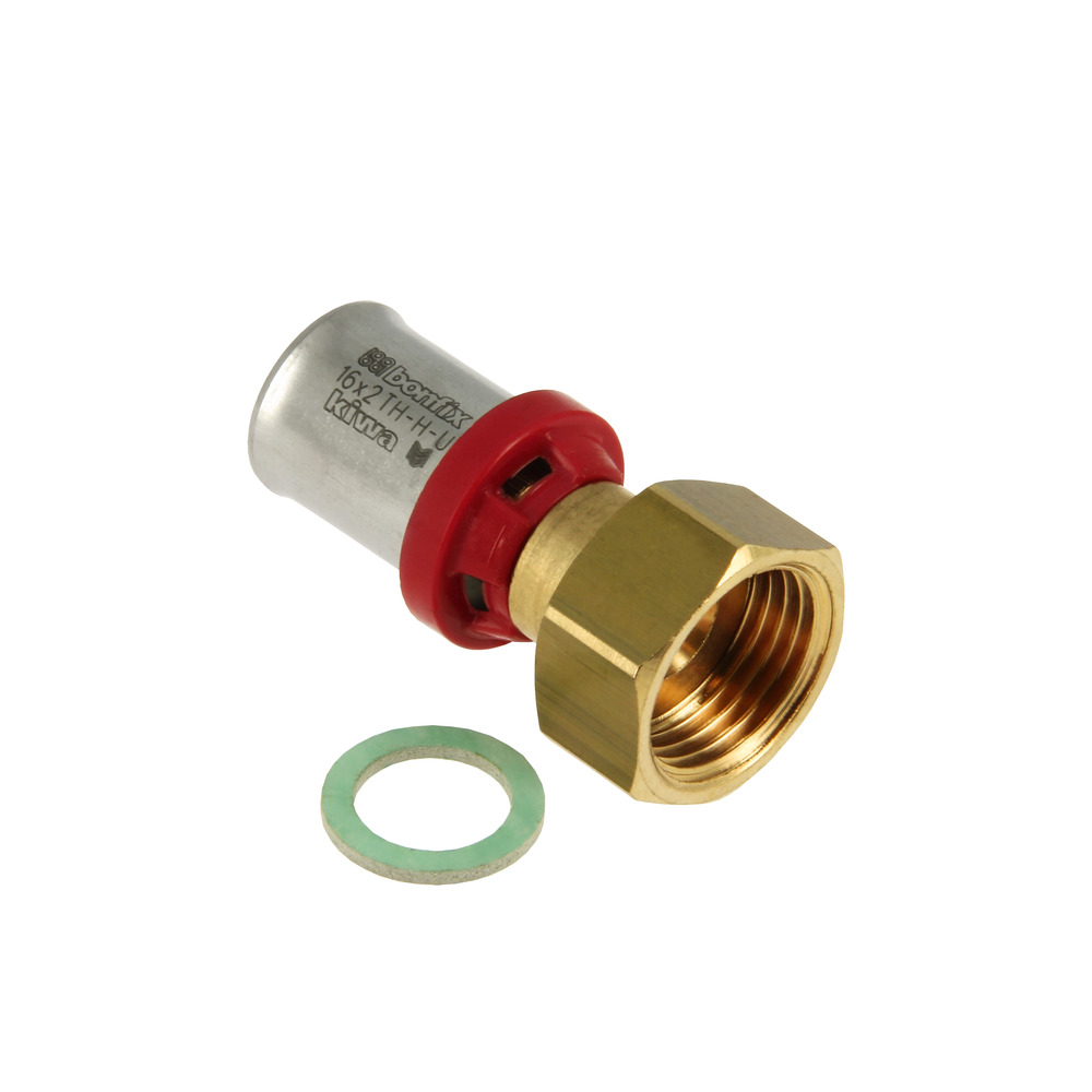 Bonfix Alu-pers 2-del. rechte kopp. losse moer 1/2" x 16 mm