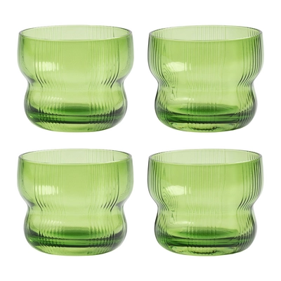 &k amsterdam Circus Glazen – Set van 4 – Groen
